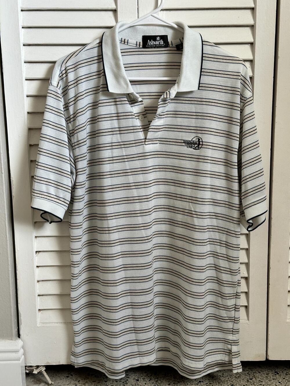 Interlachen Country Club Ashworth Weather Systems Polo Mens M Striped Golf USA